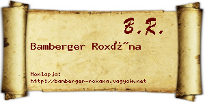Bamberger Roxána névjegykártya